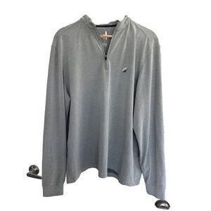 Johnnie-O Gray 1/4 Zip Fleece Sweatshirt with Leaf Logo Men's LG